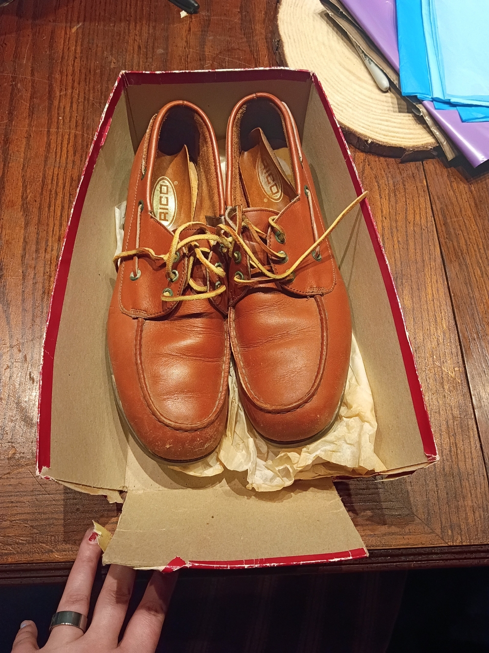 Woman's Vintage  Rico Leather Ladies Steel Toed  Safety Shoes - Brown